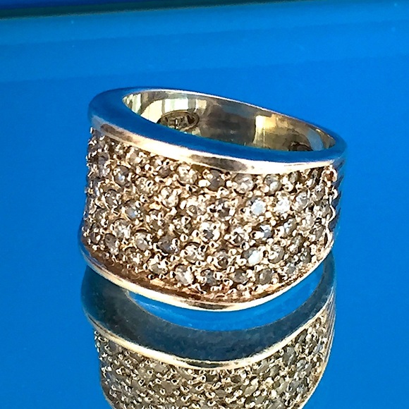 Vintage Jewelry 925 Sterling Seta With Pave Cz Cubic Zirconia Ring